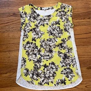 Jcrew silk floral top with eyelet back